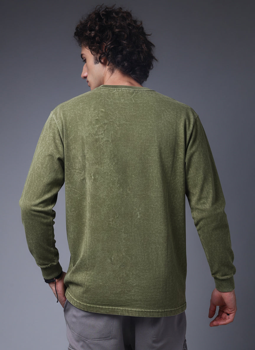 Men's Acidwashed Full Sleeves Streetwear T-shirt