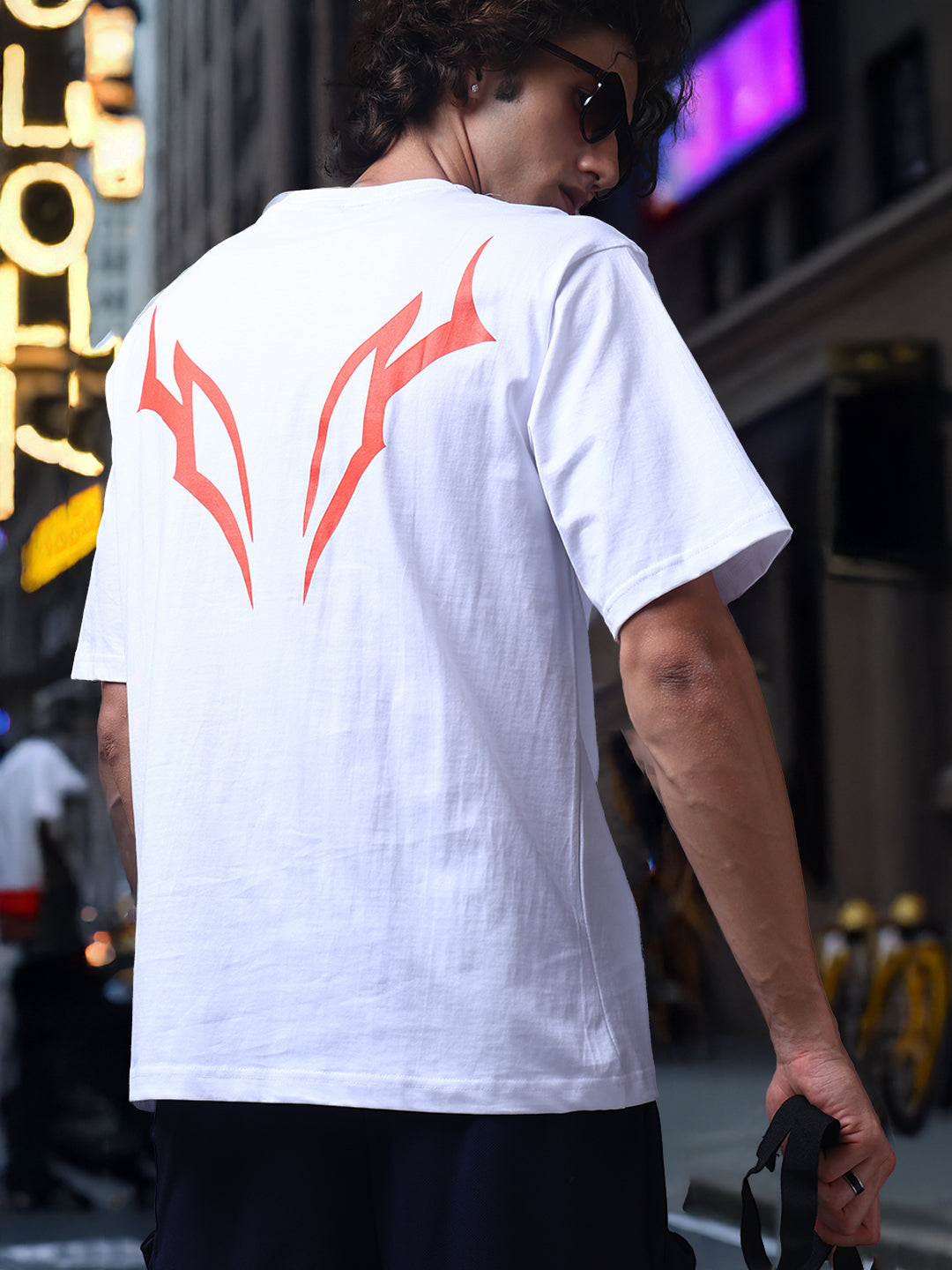 Men's Oversized Backprint White Tshirt