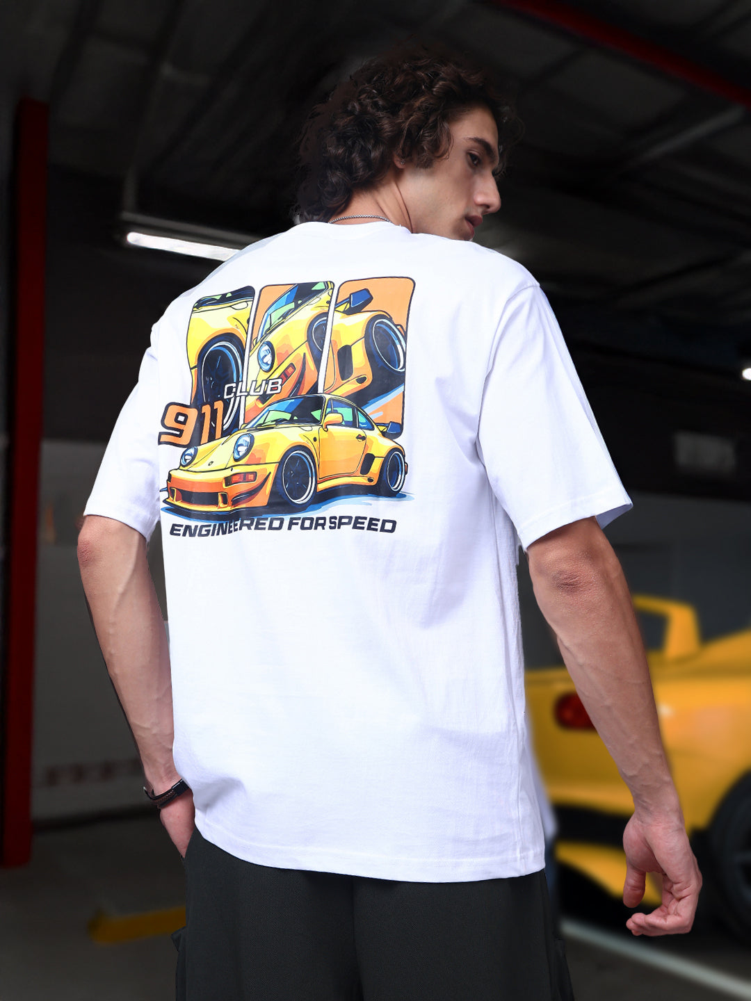 Men's Oversized Backprint White Tshirt