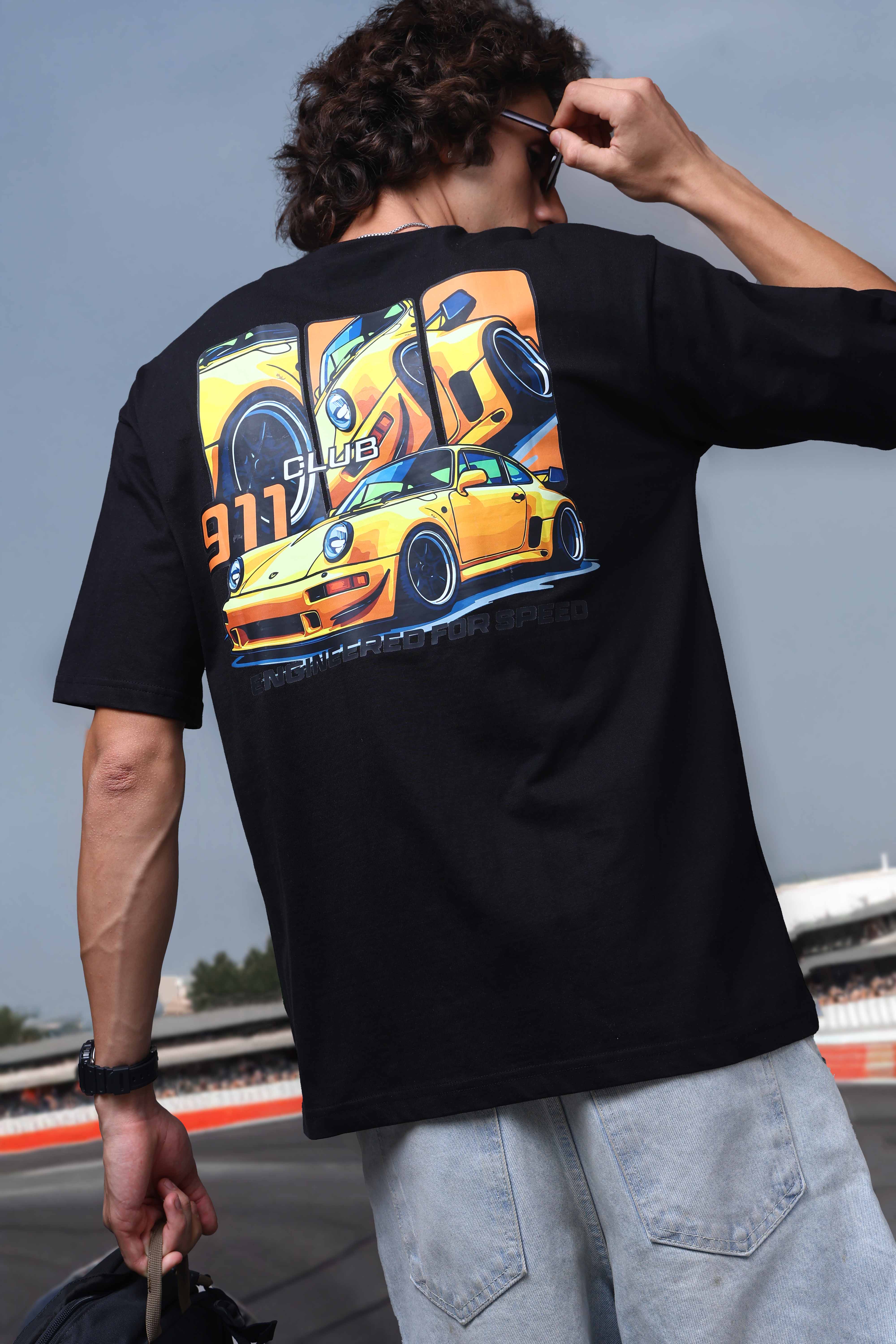 Men's Oversized Backprint Black Tshirt