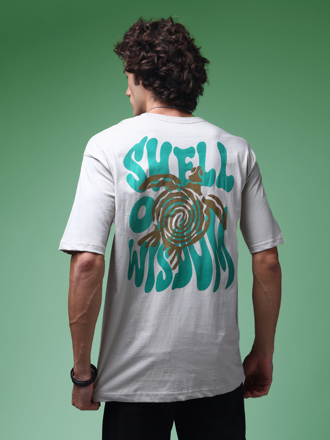 Men's Oversized Backprint Beige Tshirt