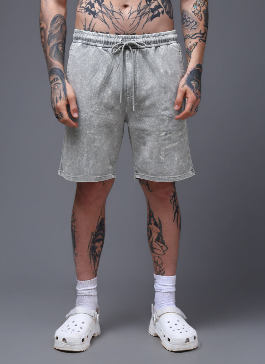 Men's Acidwashed Light Grey Shorts