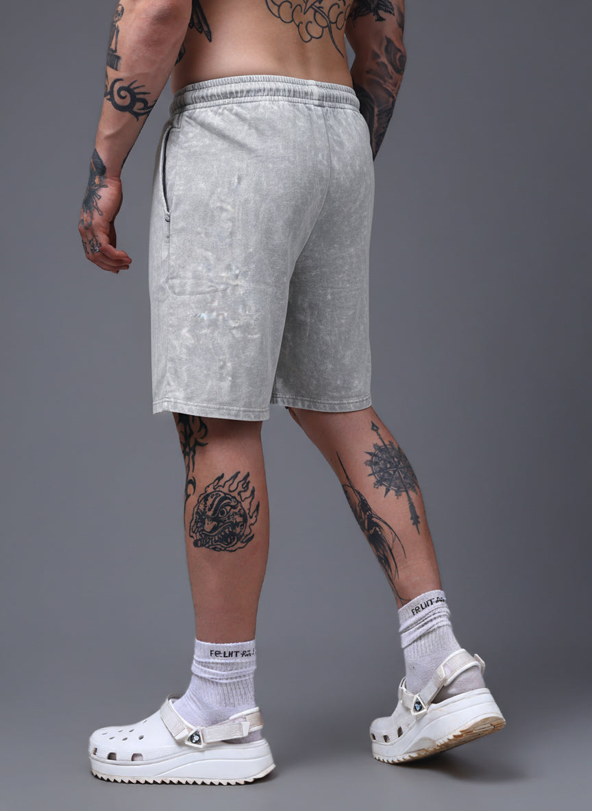 Men's Acidwashed Light Grey Shorts