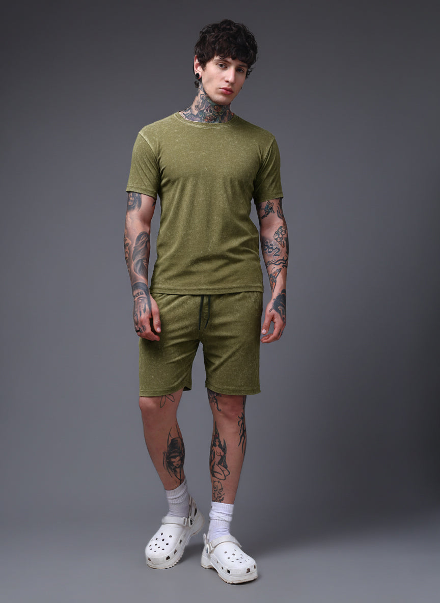 Men's Acidwashed Olive Cords