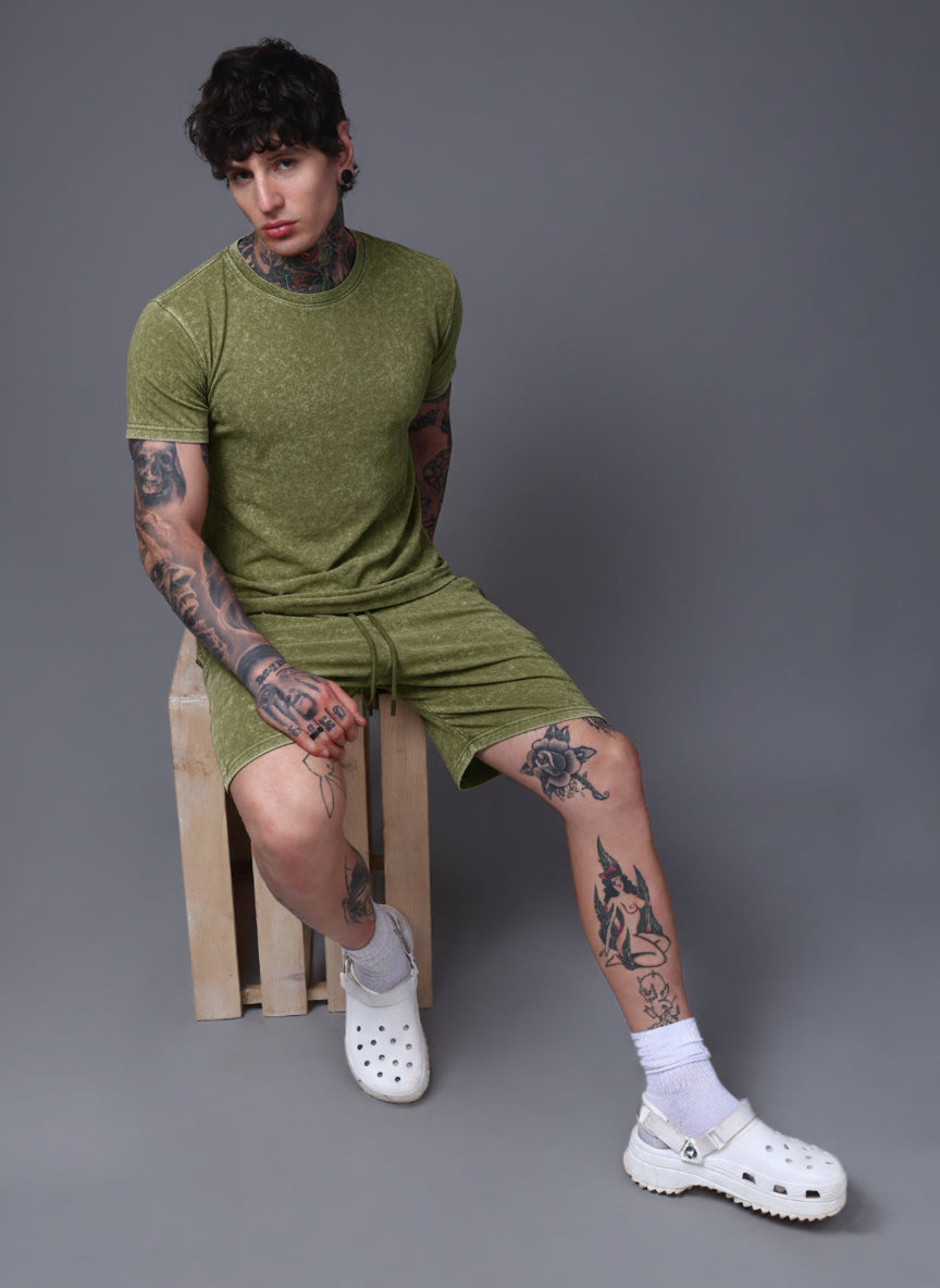 Men's Acidwashed Olive Cords
