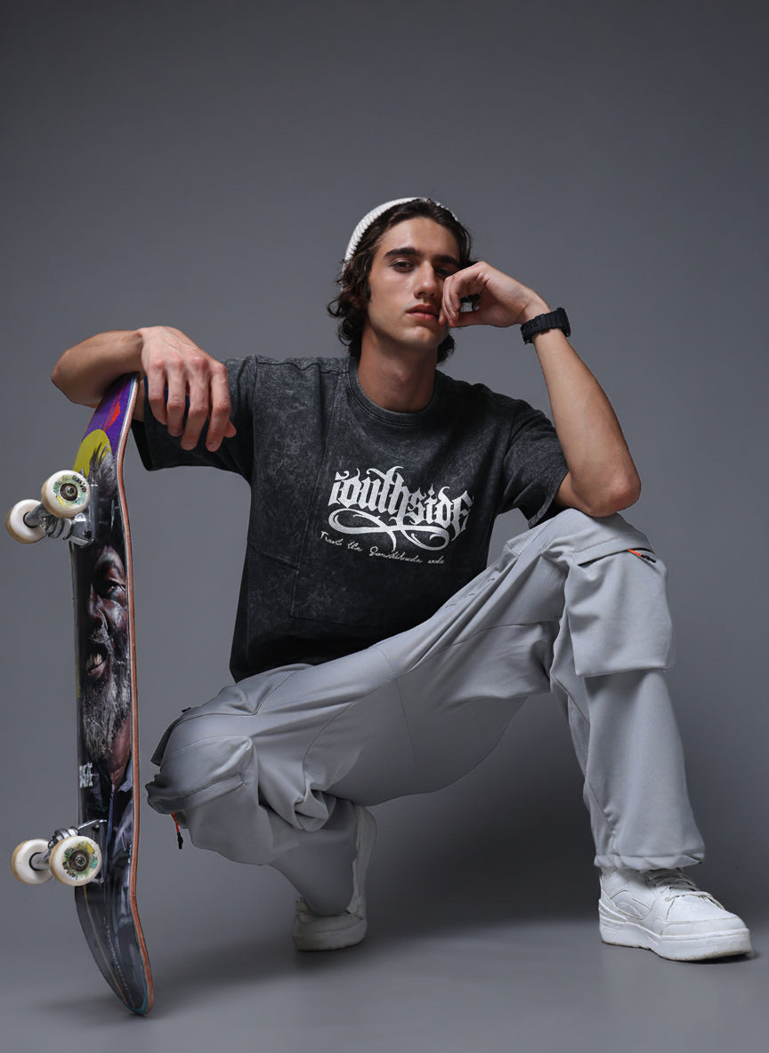 Men's Acidwashed  Streetwear T-shirt