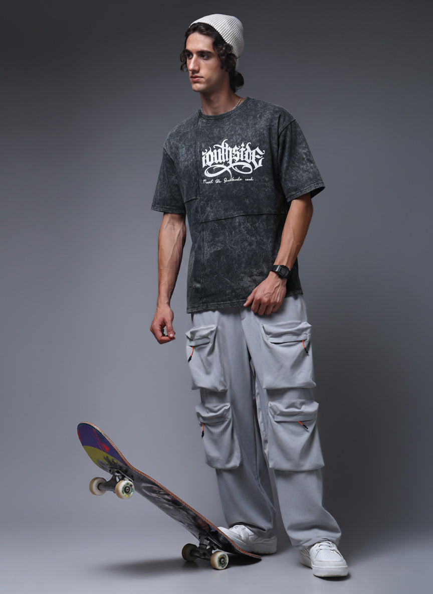 Men's Acidwashed  Streetwear T-shirt