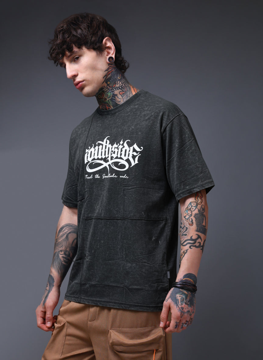 Men's Acidwashed  Streetwear T-shirt