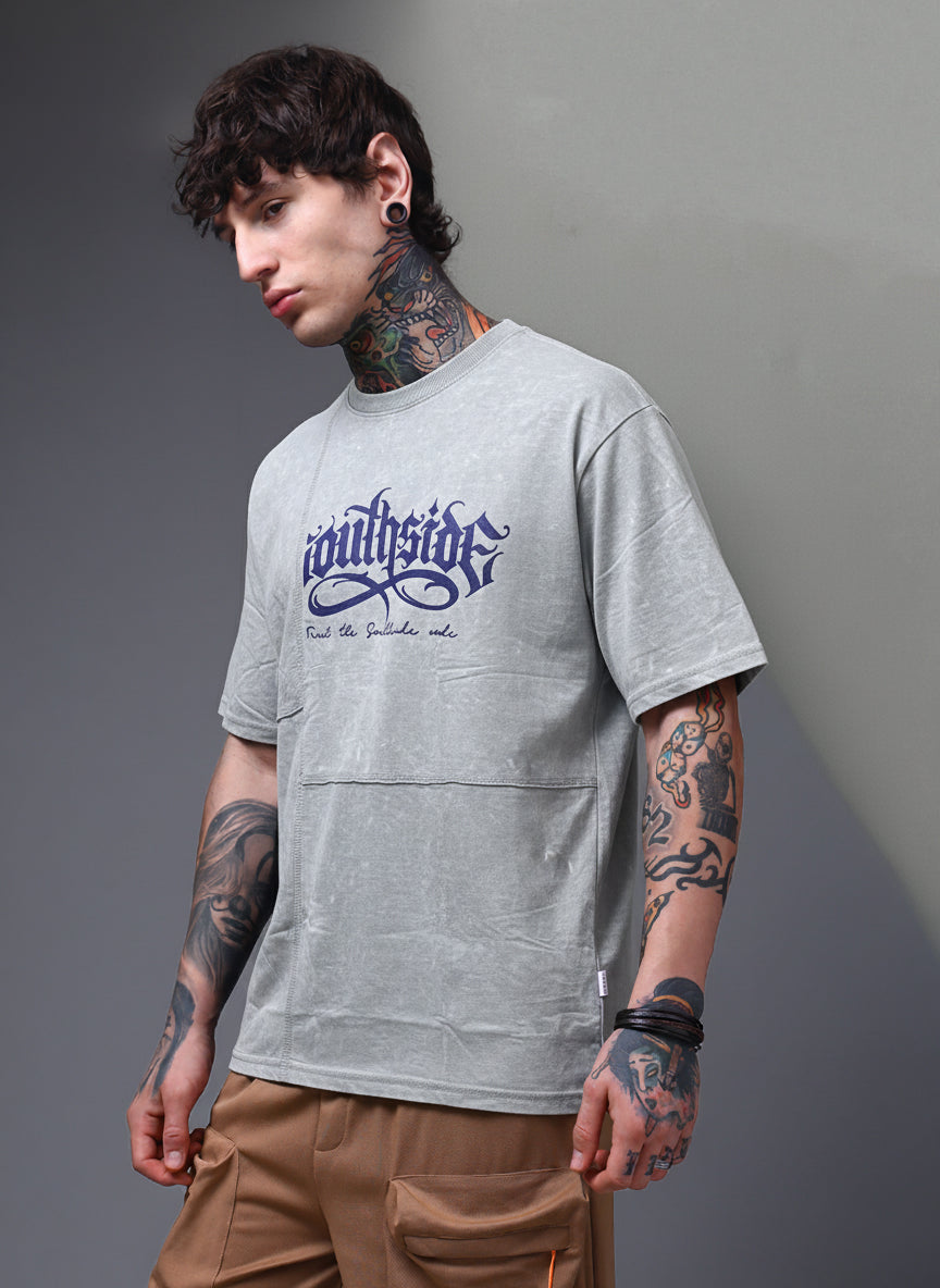 Men's Acidwashed  Streetwear T-shirt
