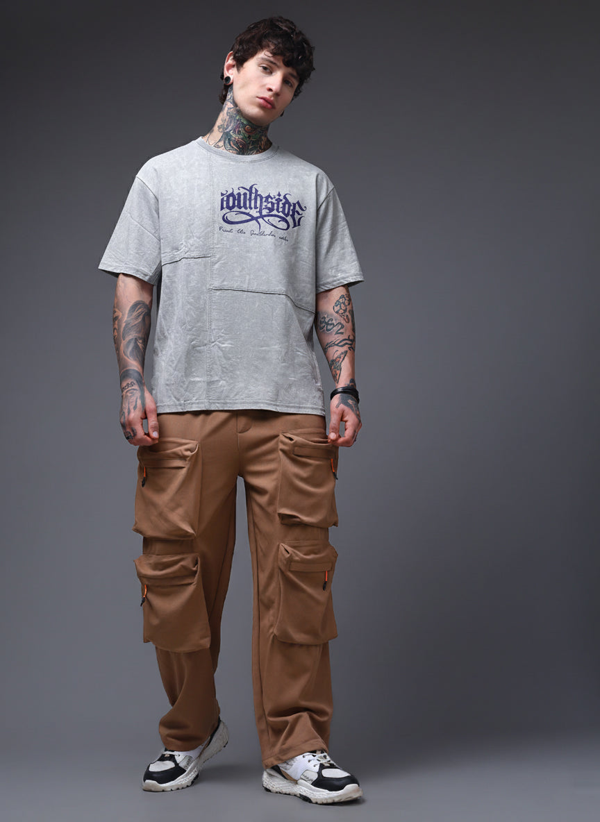 Men's Acidwashed  Streetwear T-shirt