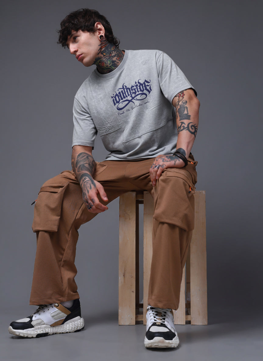 Men's Acidwashed  Streetwear T-shirt