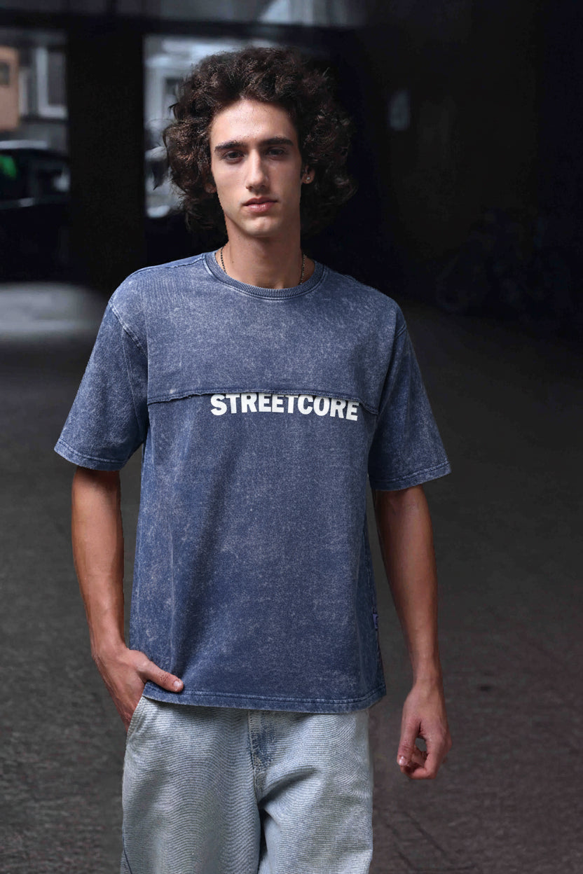 Men's Acidwashed  Streetwear T-shirt