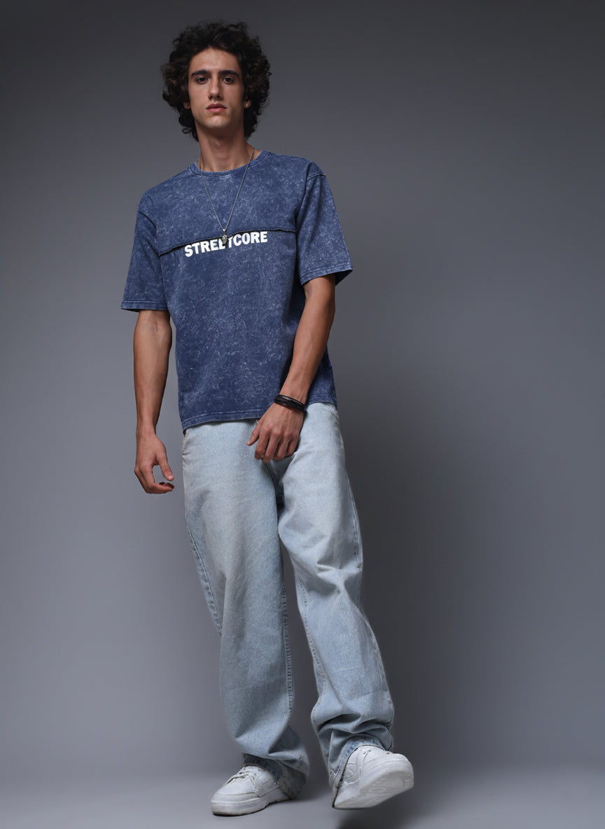 Men's Acidwashed  Streetwear T-shirt